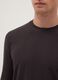 Brown long-sleeve T-shirt in stretchy cotton regular fit_3