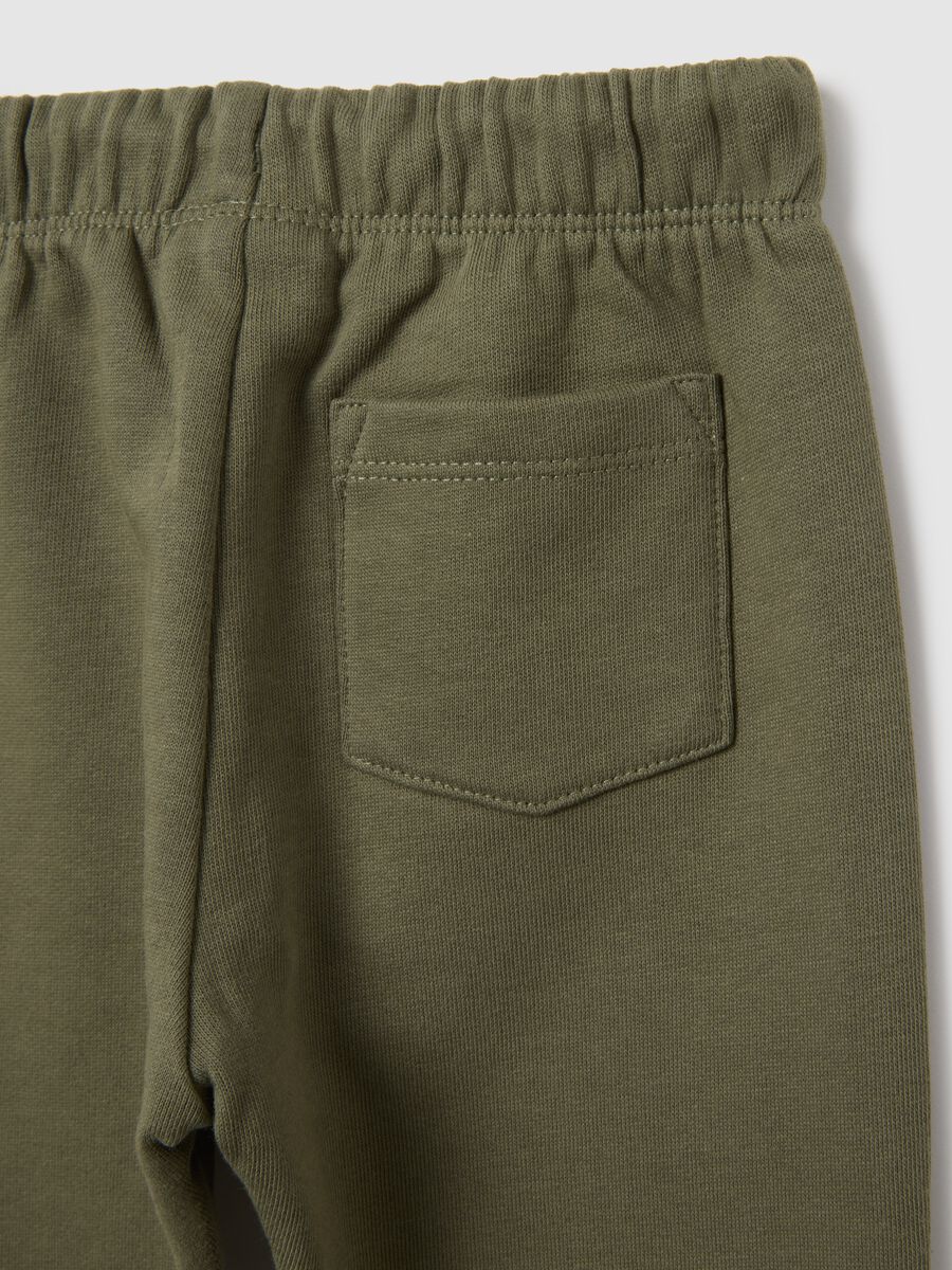 Pantaloni da bimbo in puro cotone verdi regular fit con vita elasticizzata_3