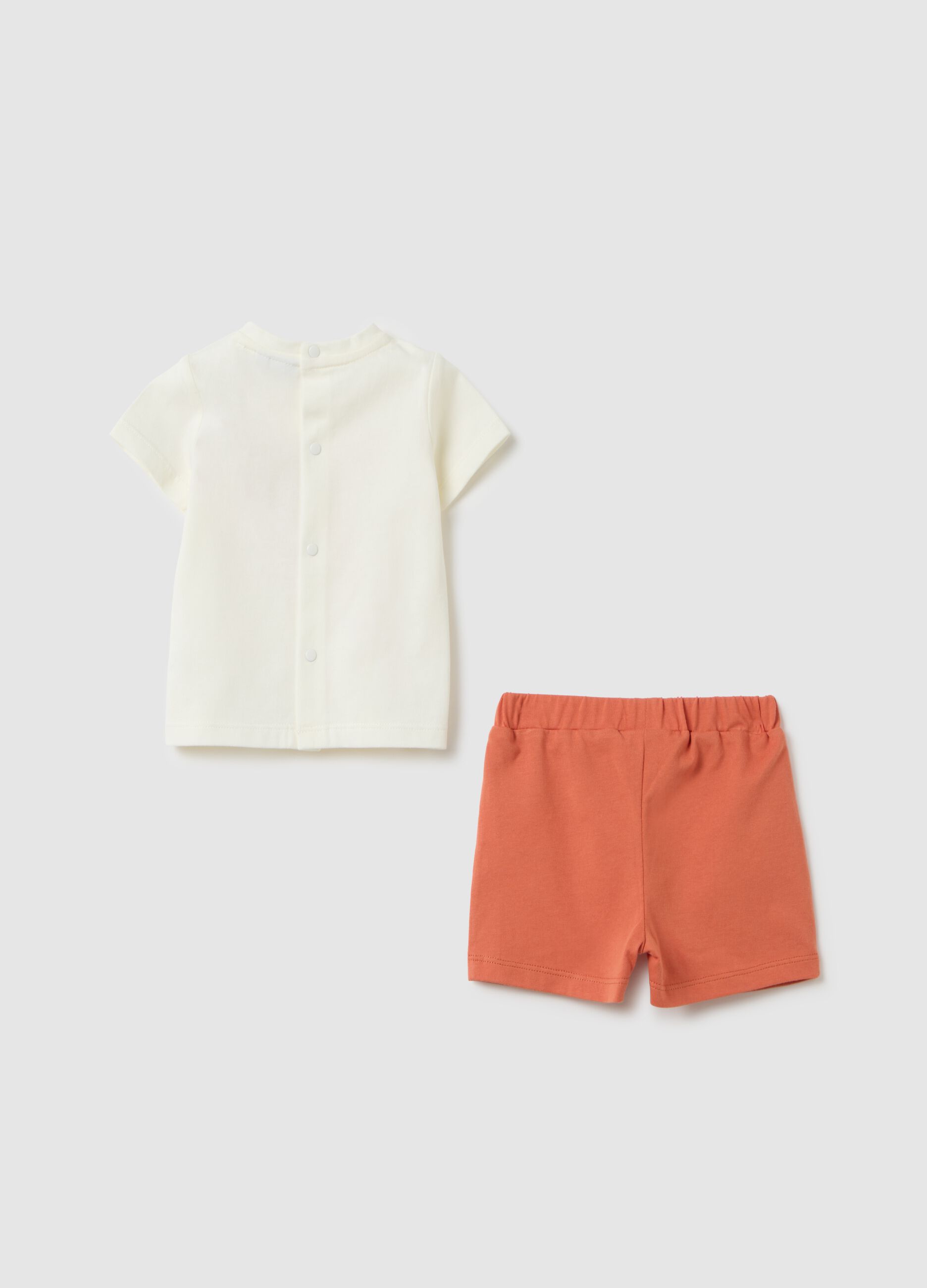 Set da bambino in puro cotone bianco e arancione