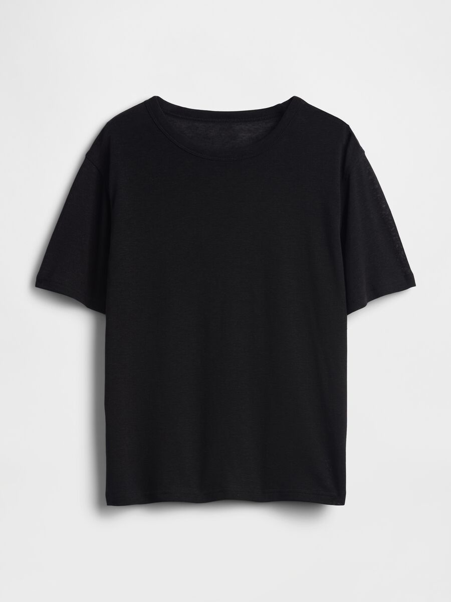 T-shirt a maniche corte in misto lino_2