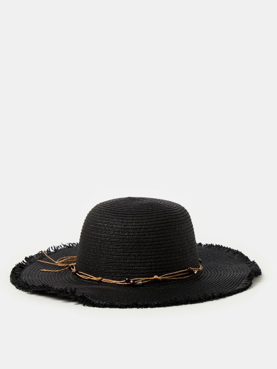 Straw hat with cord_0