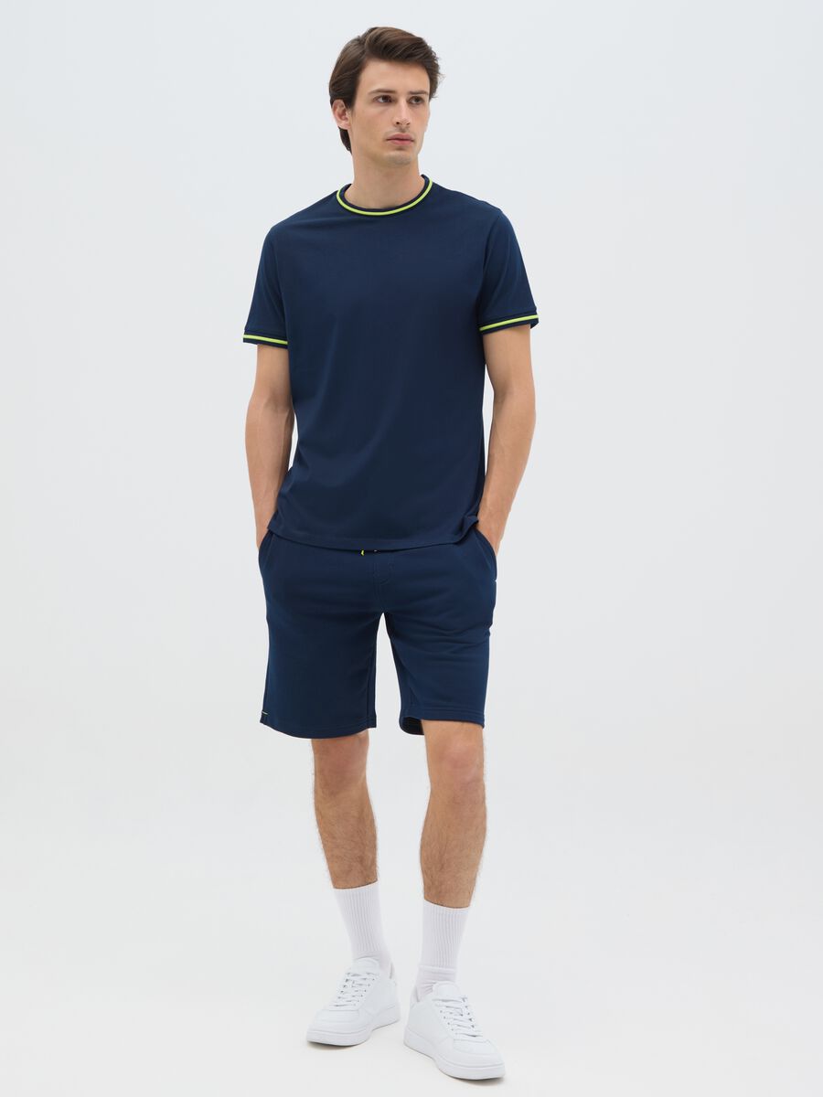 Men's dark blue cotton blend shorts regular fit_0
