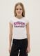 Girls' white stretch cotton slim fit t-shirt with print_0