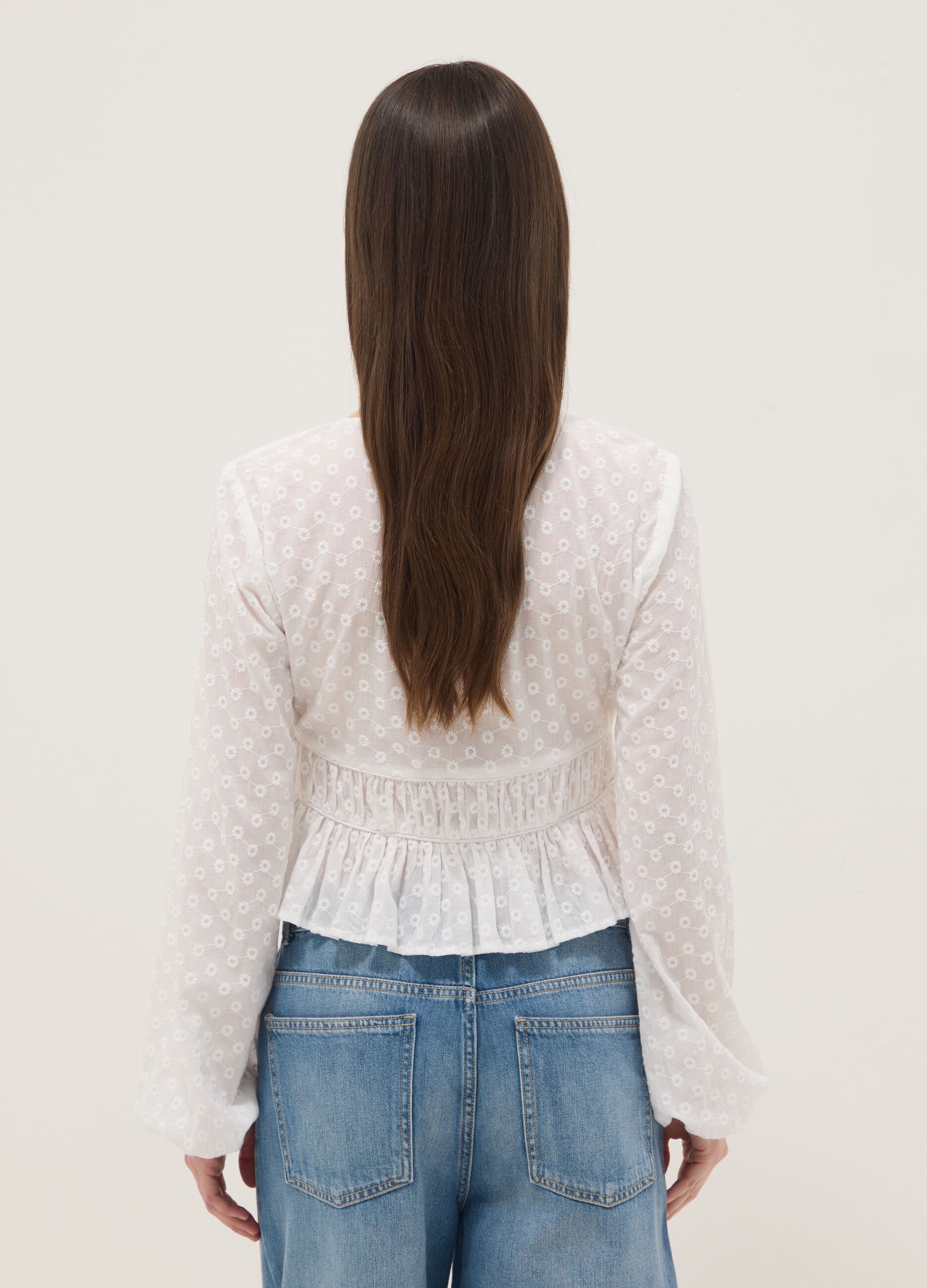 White pure cotton blouse regular fit with ties