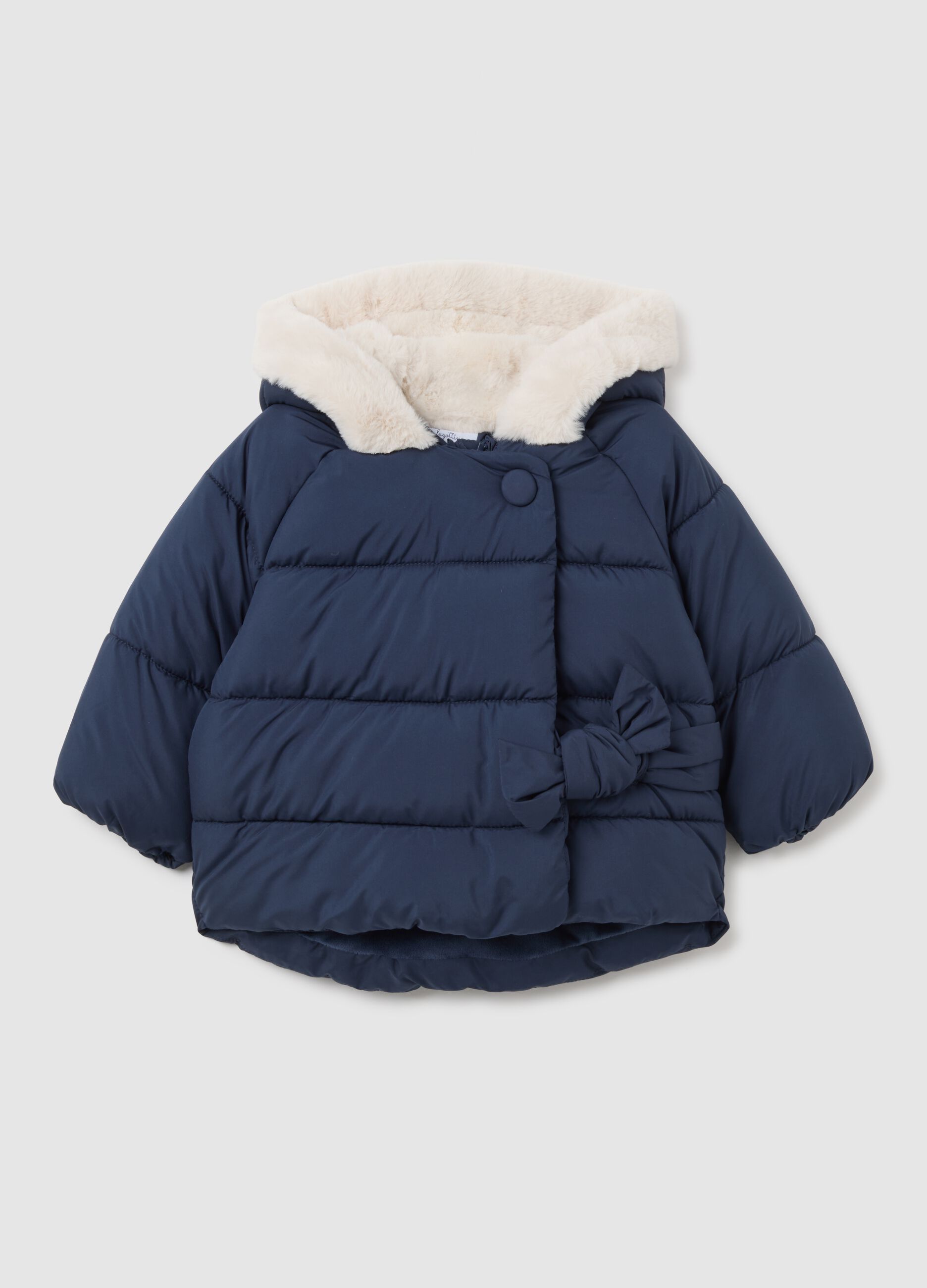 Girl's blue regular fit hooded jacket