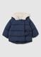 Girl's blue regular fit hooded jacket_0
