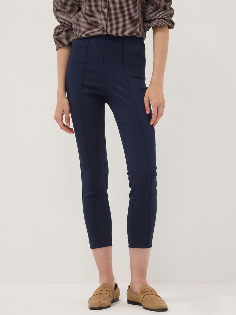 Leggings blu in viscosa elasticizzato slim fit_1