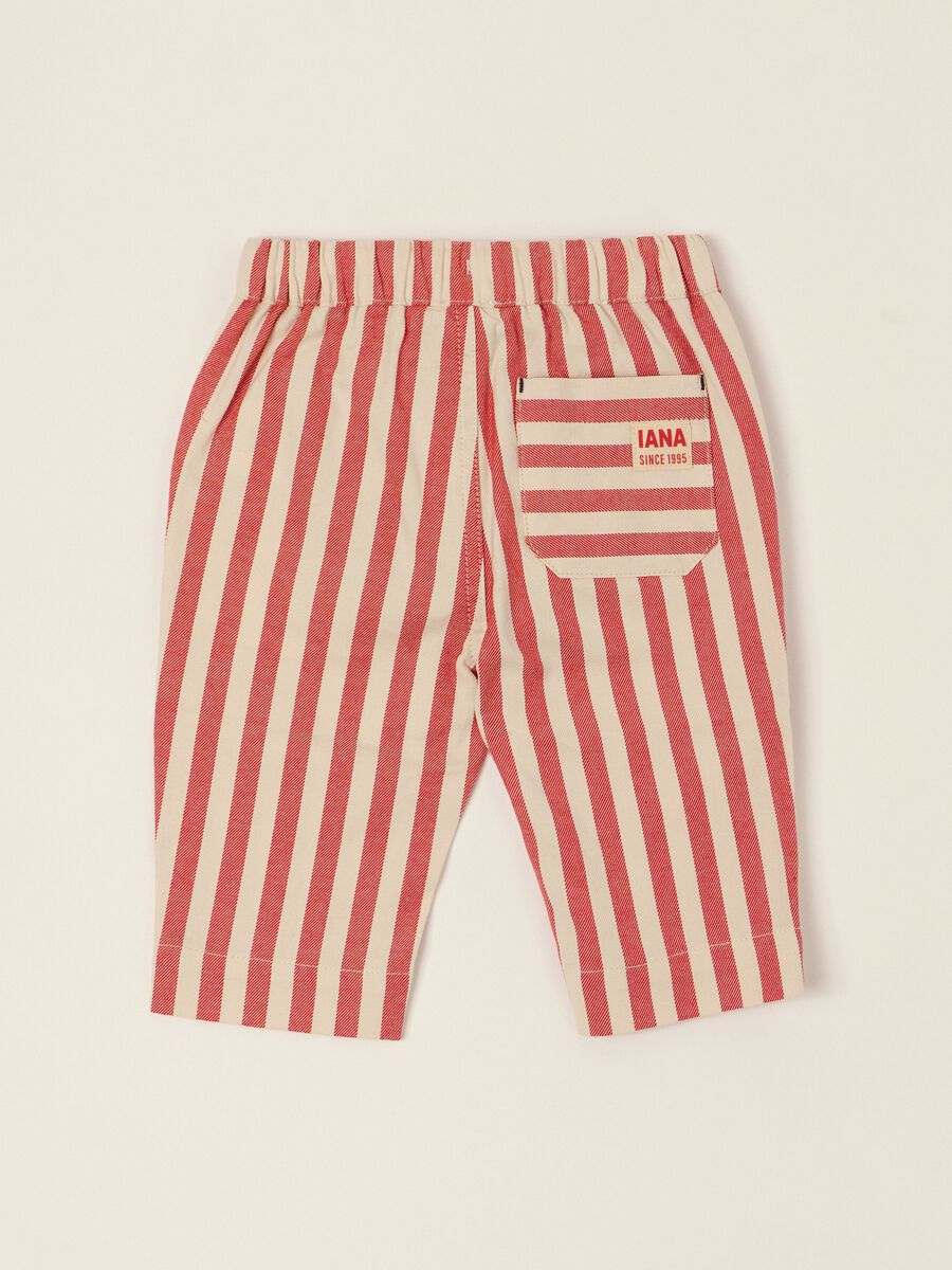 Multicolour striped pure cotton baby trousers, regular fit_2