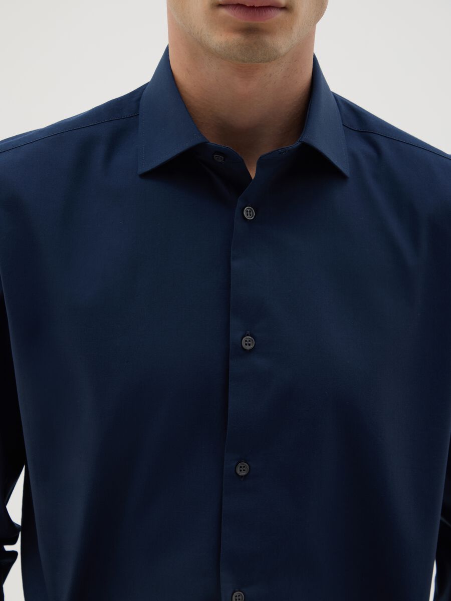 Camicia da uomo in puro cotone blu regular fit easy iron_2