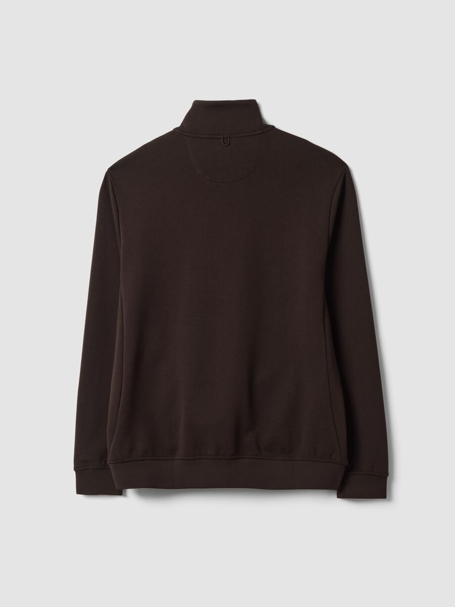 Breathable 2-Way Stretch Cotton Half-Zip in Brown_2