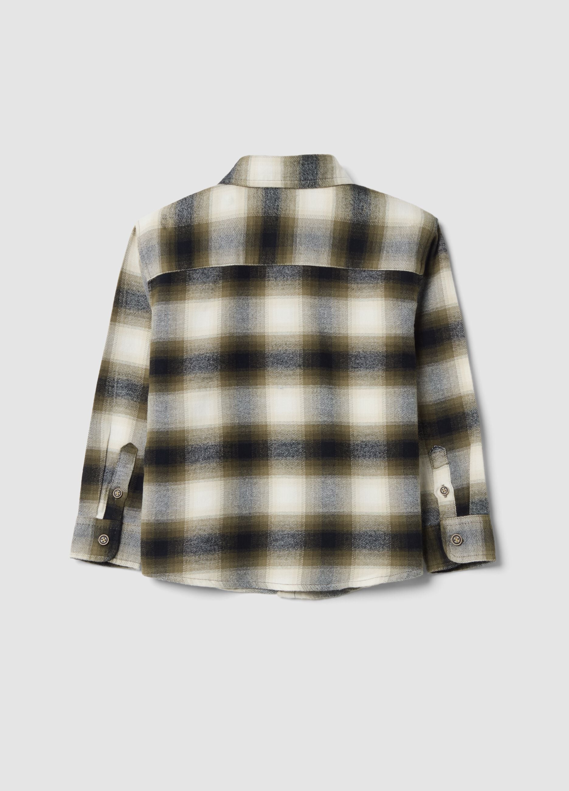 Camicia multicolor a quadri in puro cotone twill over fit