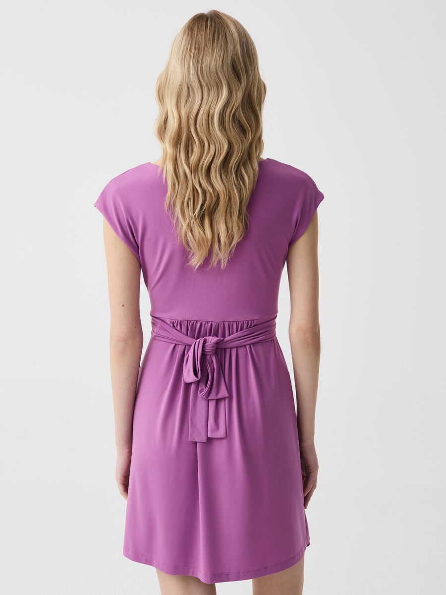Solid colour sleeveless maternity dress_2