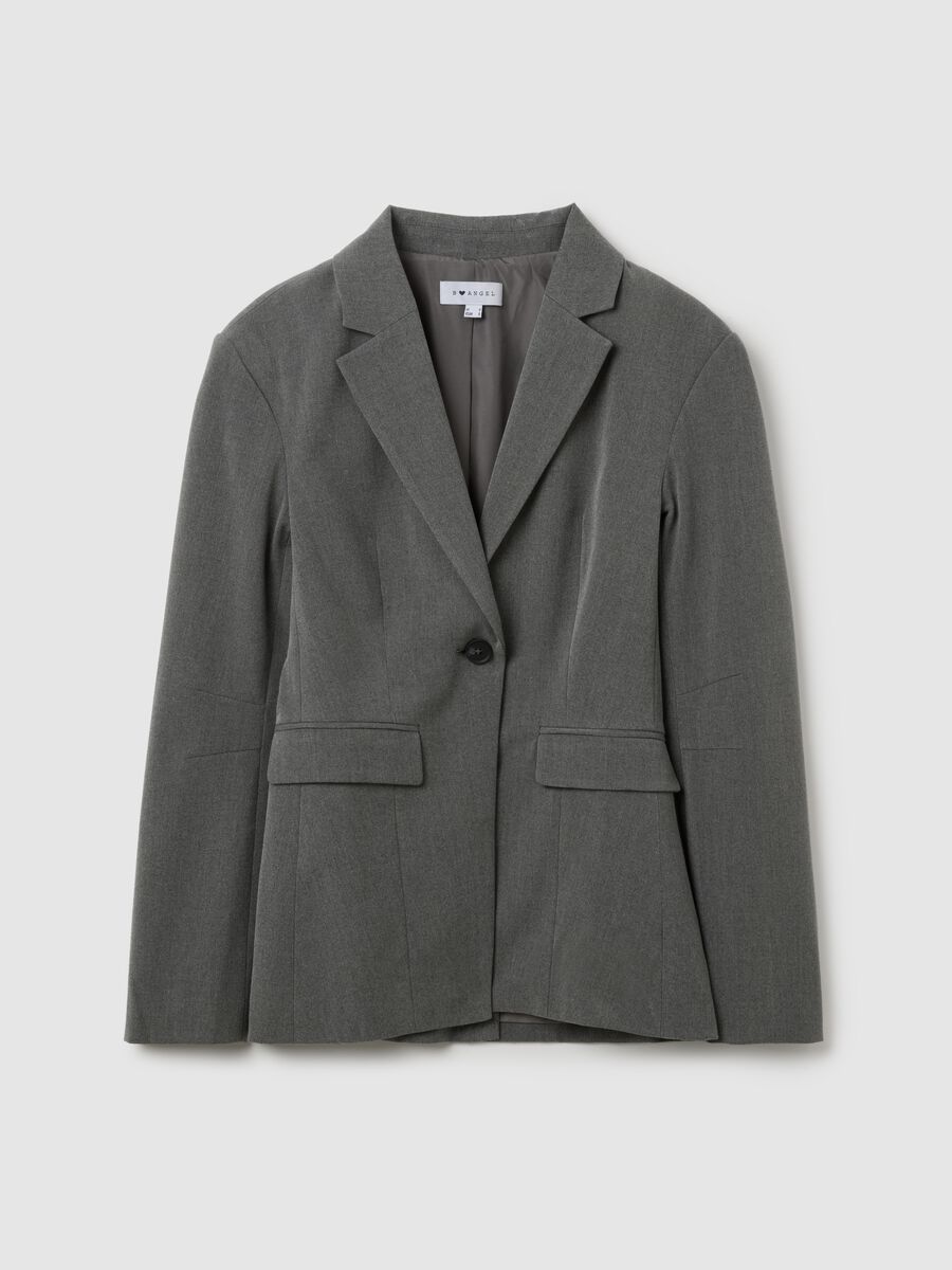 Blazer grigio slim fit con reverse e bottone_0
