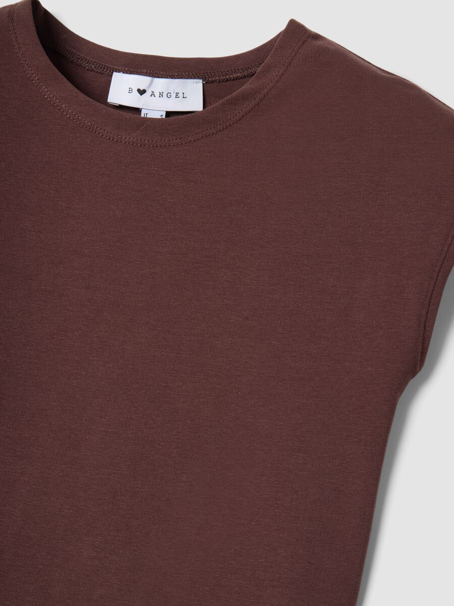 Brown Stretch Cotton Fitted Tank Top_5