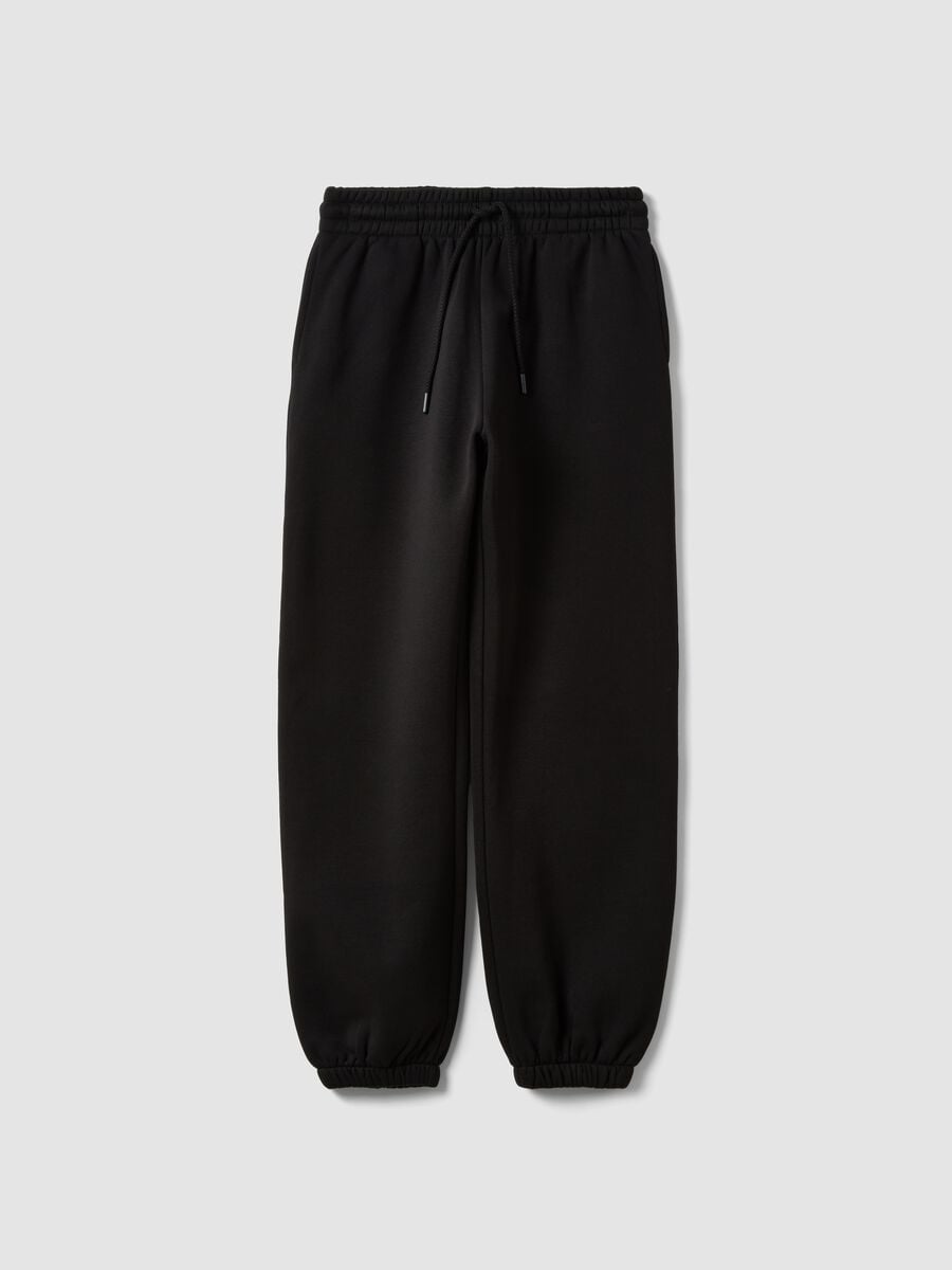 Pantaloni jogger neri in misto cotone con vita elasticizzata regular fit_4