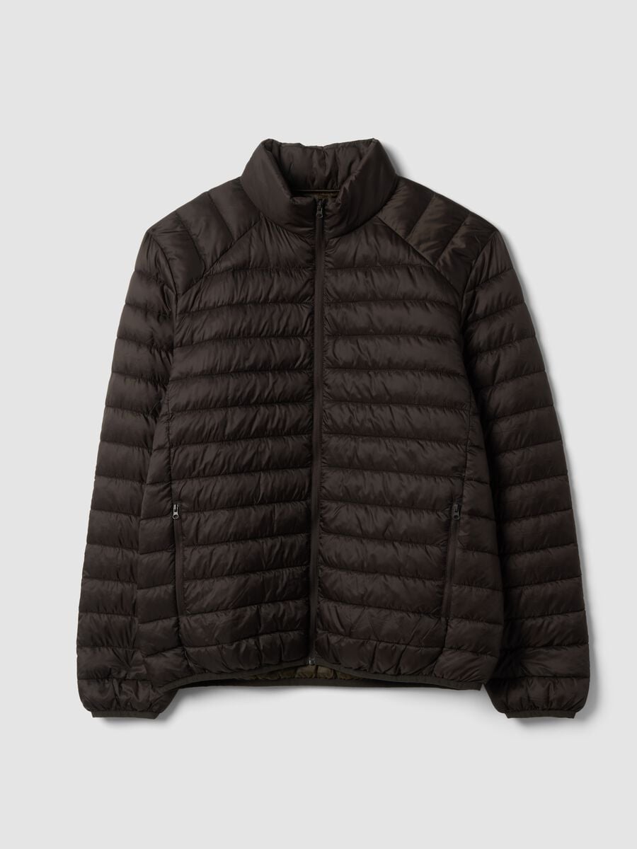 Brown Ultralight Padded Jacket, Regular Fit with Zip_4