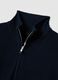 Pure cotton blue regular fit sweater with high neck and zip_5