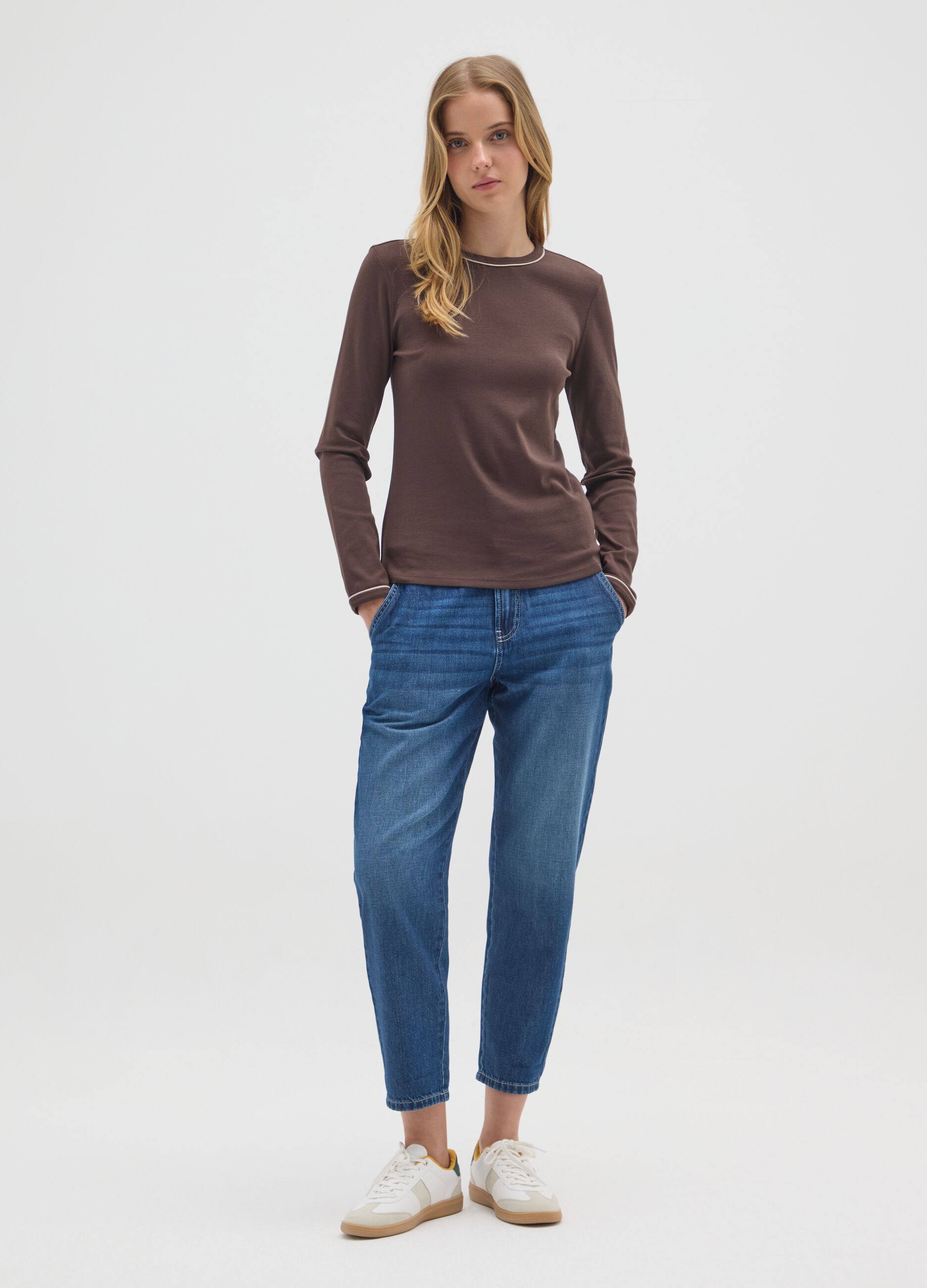Brown pure cotton regular fit shirt