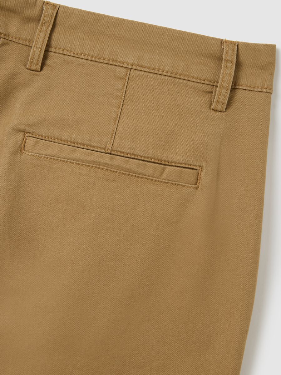 Beige Stretch Cotton Trousers Regular Fit_1