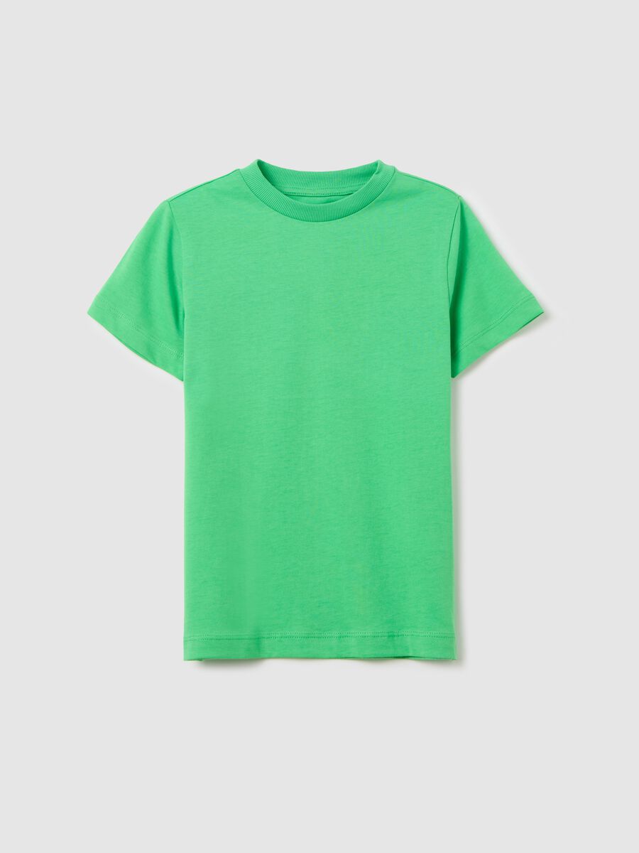 Green cotton T-shirt with round neck_0