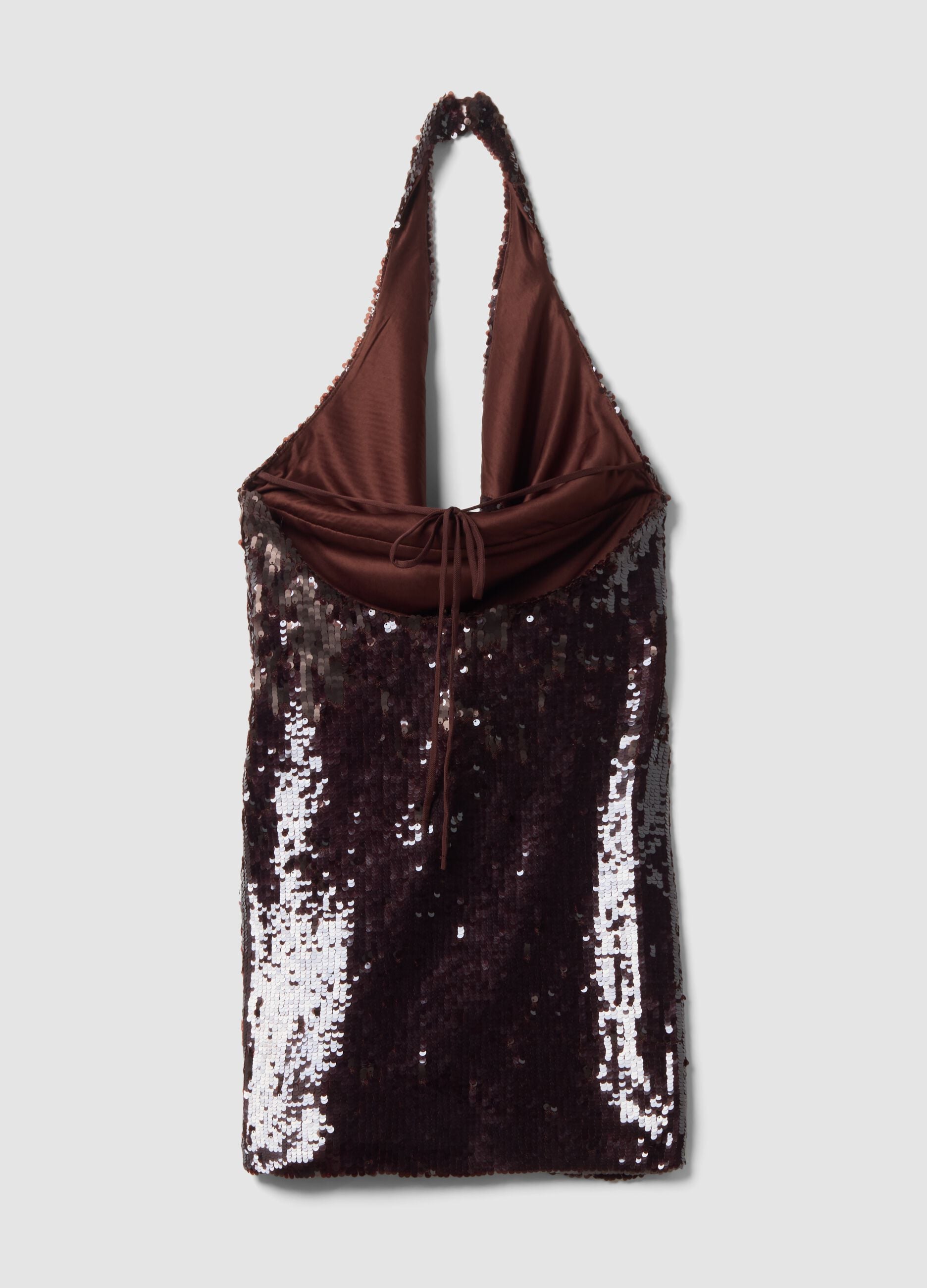 Brown sequin stretch-fabric dress