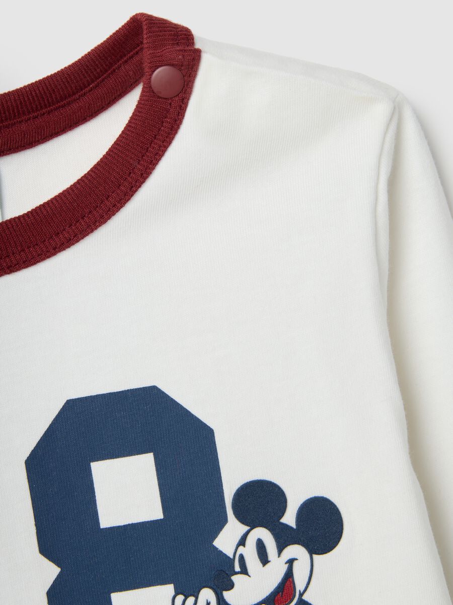 Children's white pure cotton regular fit t-shirt with Mickey Mouse_3