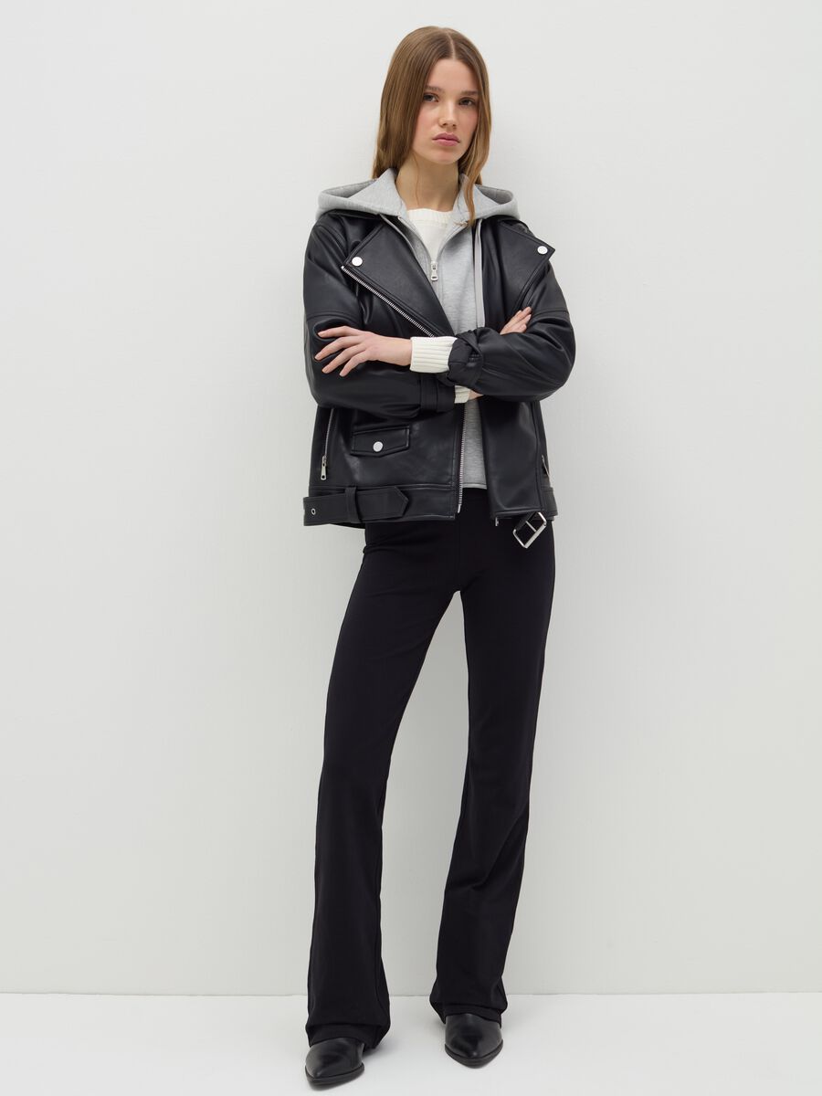 Black biker jacket with internal fleece_1