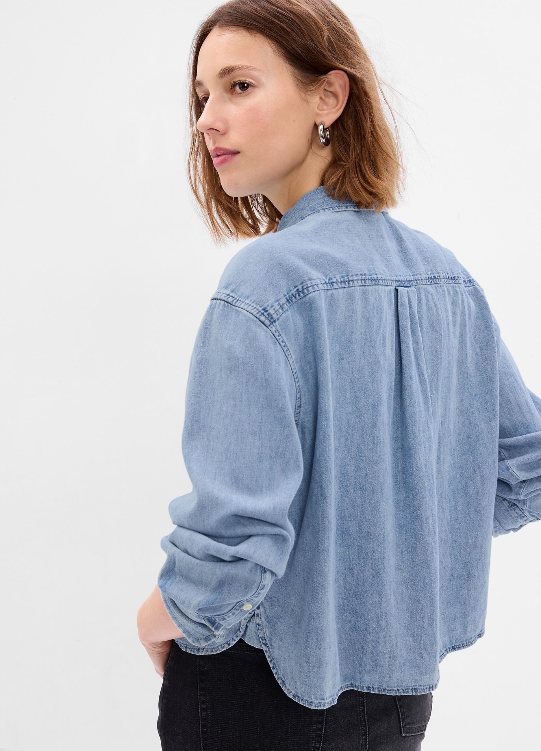 Camicia crop in denim