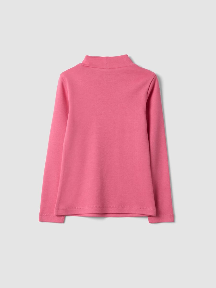 Pink pure organic cotton T-shirt with high neck_2