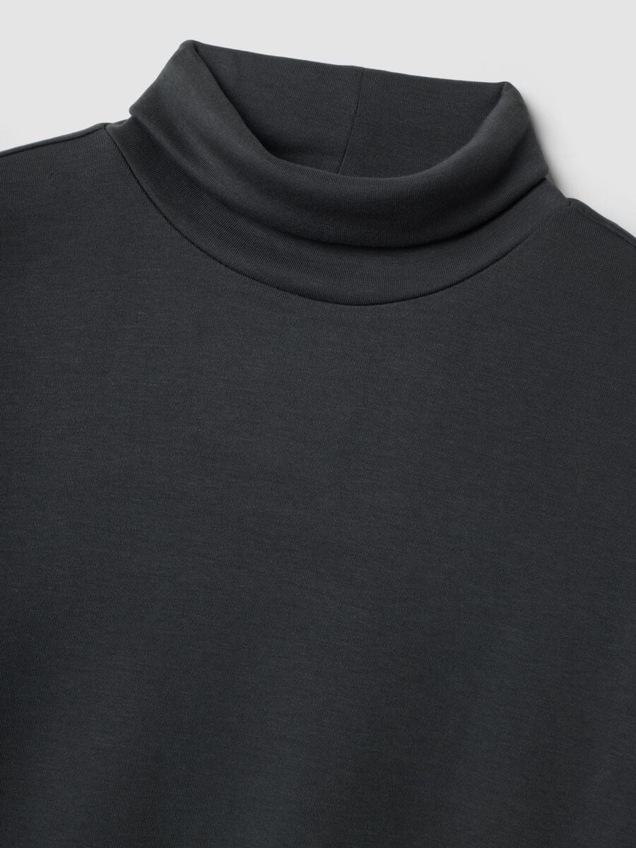 Grey pure cotton roll-neck T-shirt_5