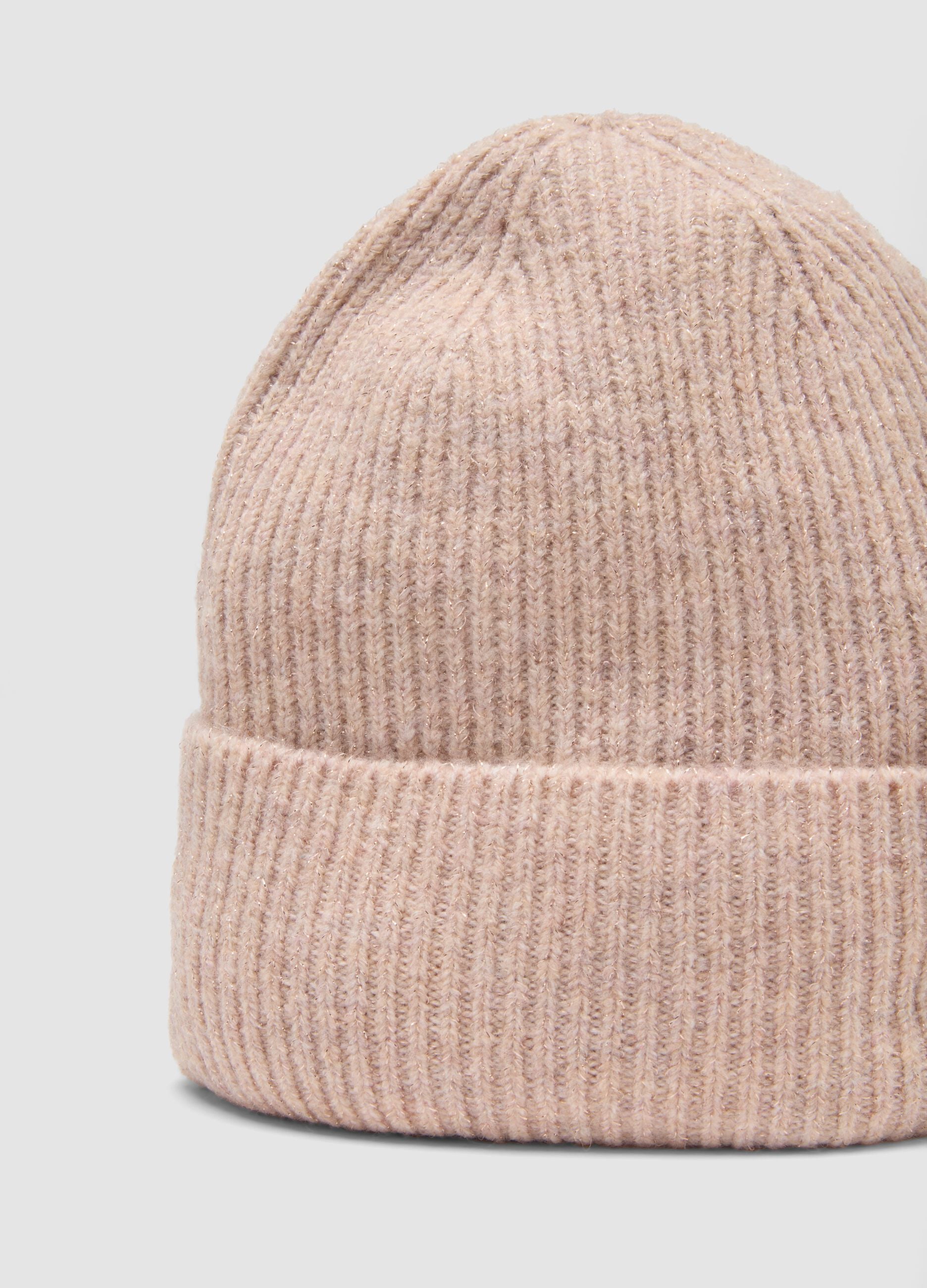 Cappello rosa in lana elasticizzata a coste