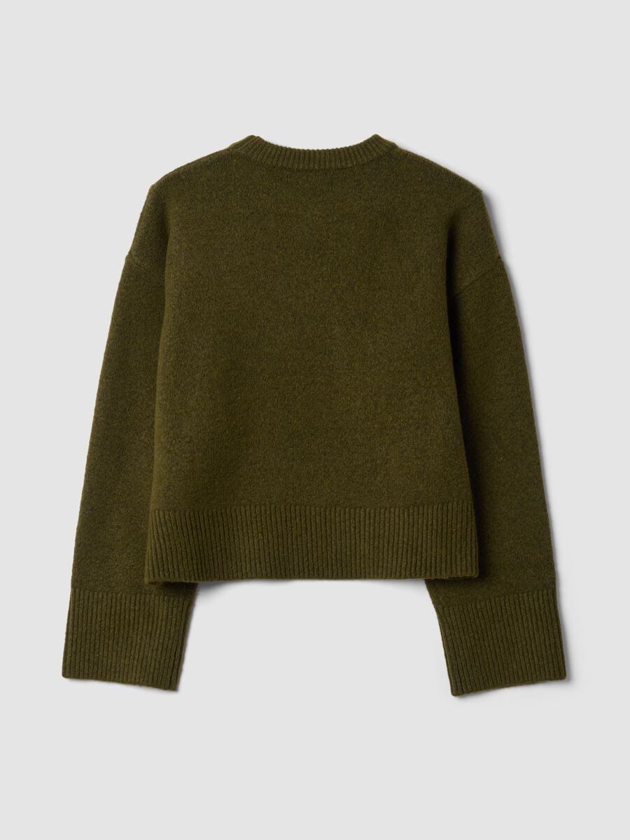 Green stretch wool crew-neck jumper with oversized fit_2