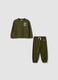 Green 100% cotton set with crew-neck sweatshirt for boys_0