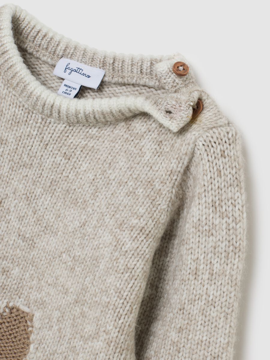 Beige regular fit baby jumper with print_2