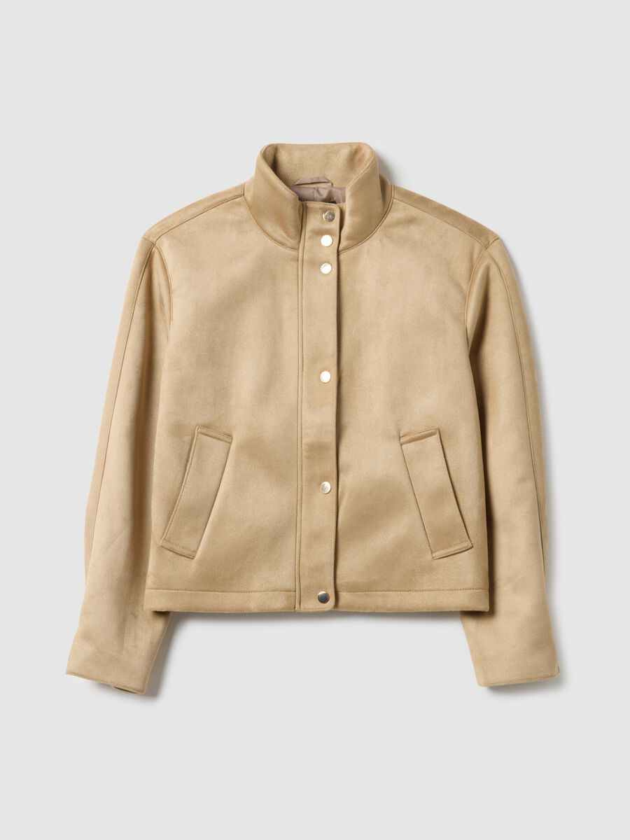 Regular fit beige jacket with full zip_4