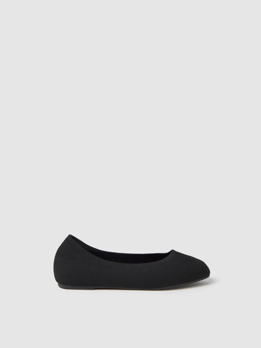 Black Fabric Blend Ballet Flats_0
