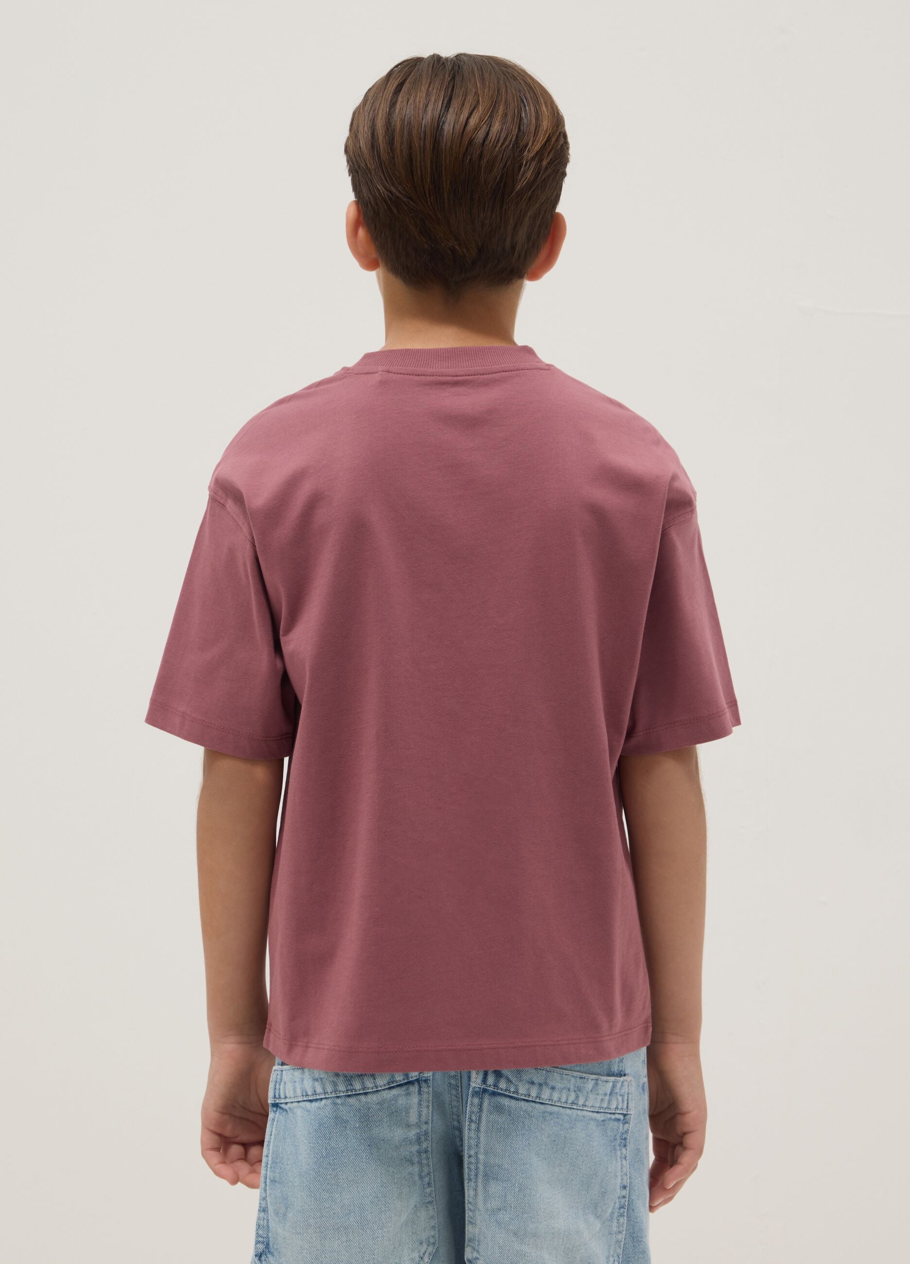 T-shirt viola a maniche corte in puro cotone
