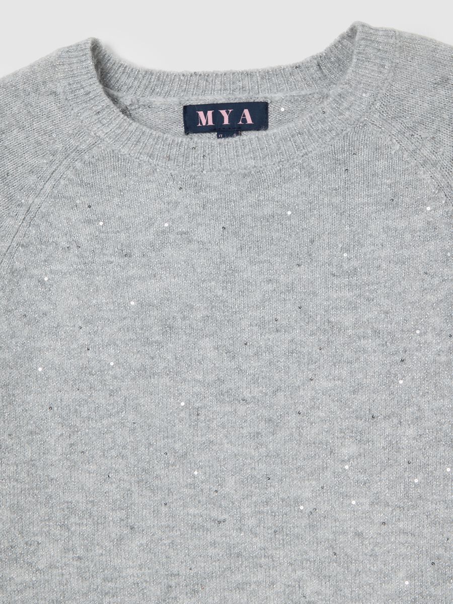 Maglione girocollo grigio effetto lurex over fit_5