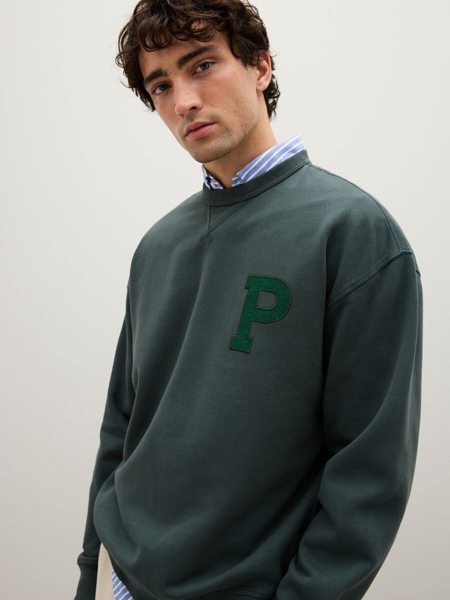 Felpa in puro cotone verde regular fit_0