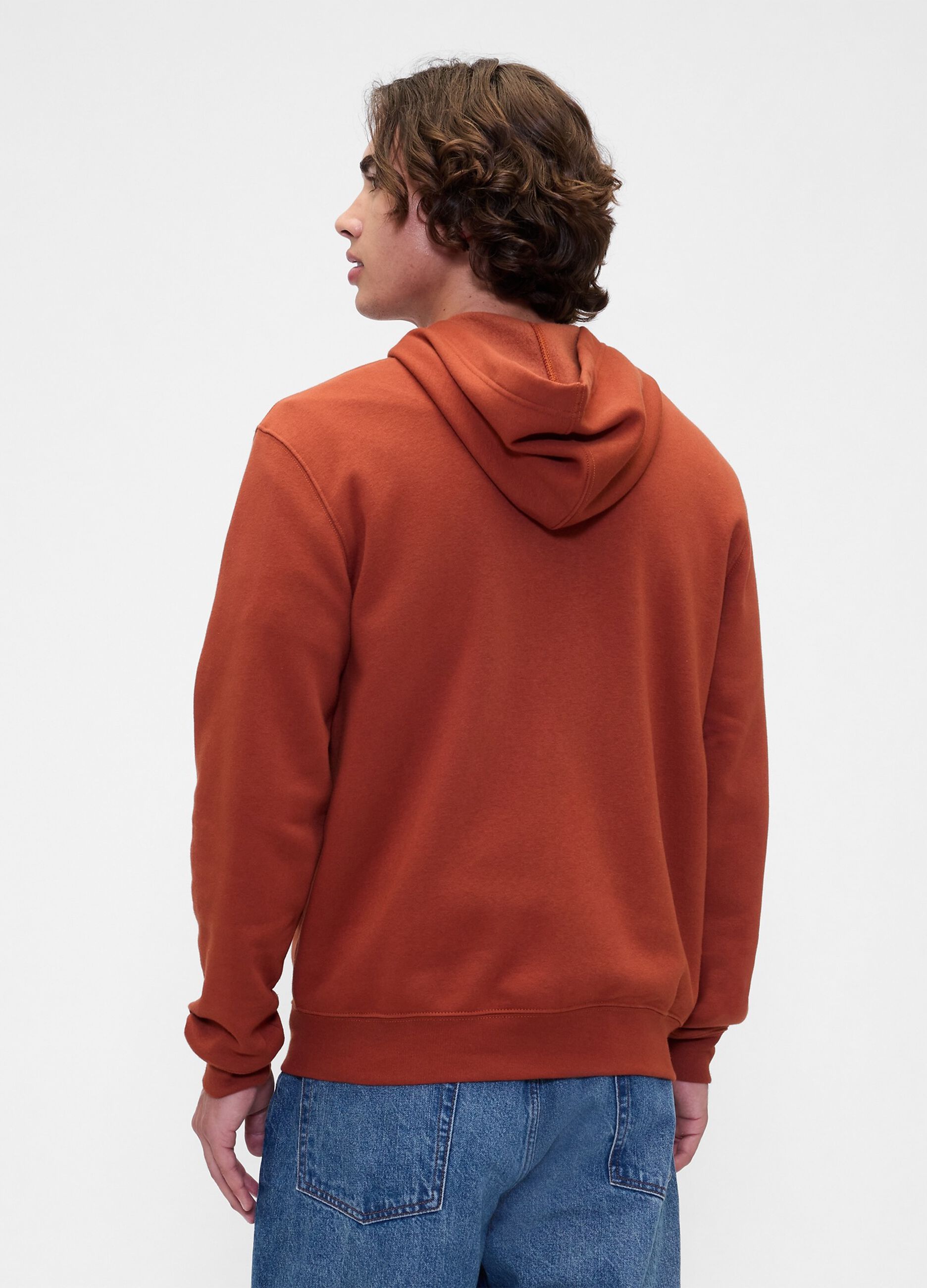 Felpa arancione con cappuccio e zip
