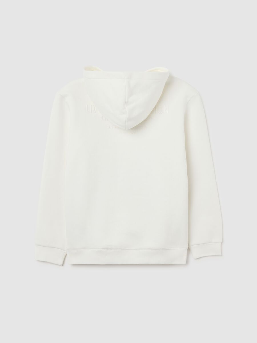 White Hooded Sweatshirt for Boys in Cotton Blend Relaxed Fit_1