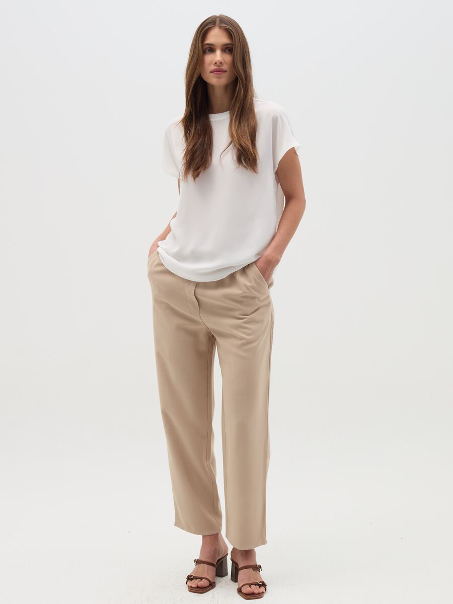 Viscose blend joggers with drawstring_0