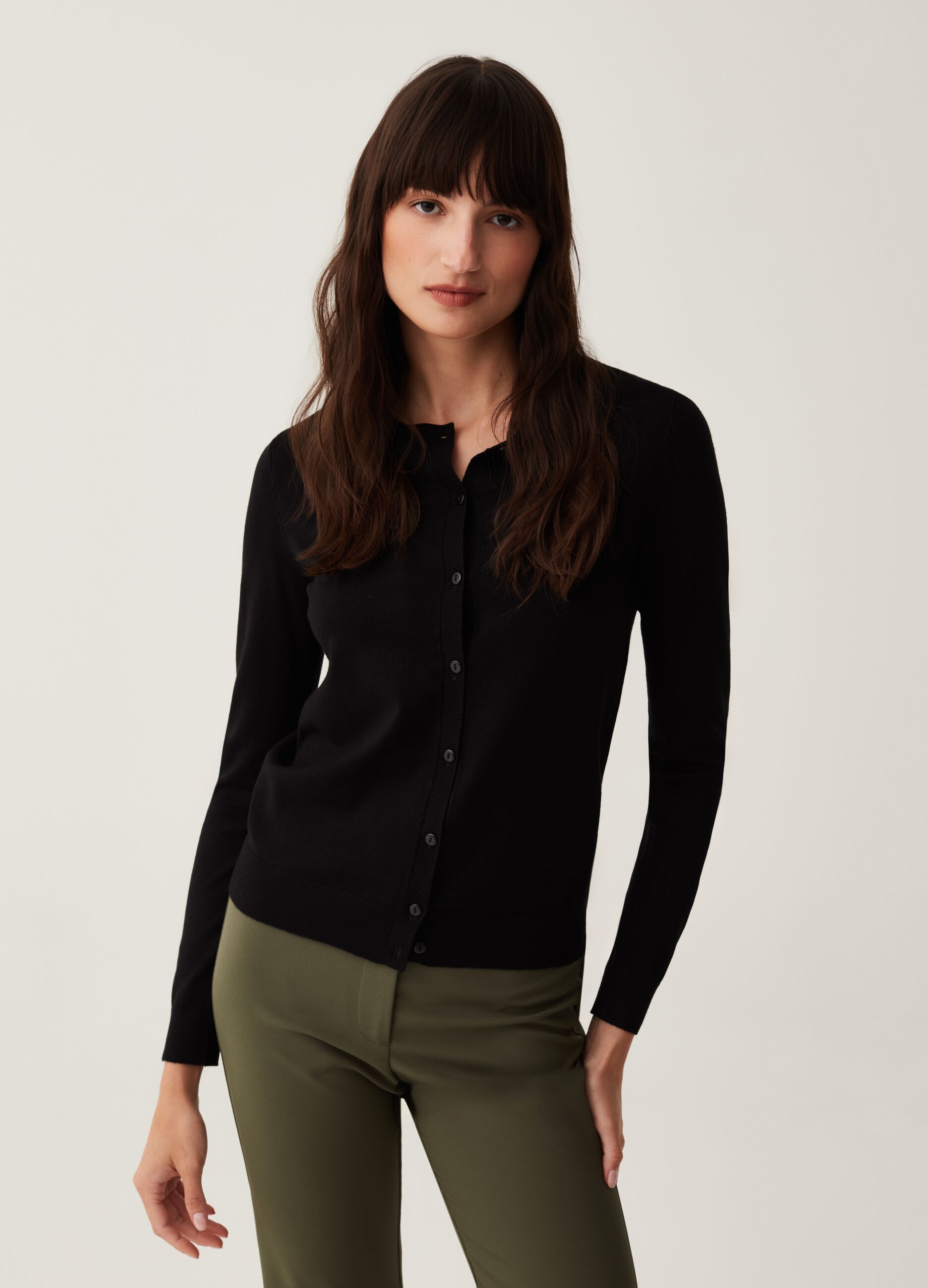 Cardigan con scollo rotondo