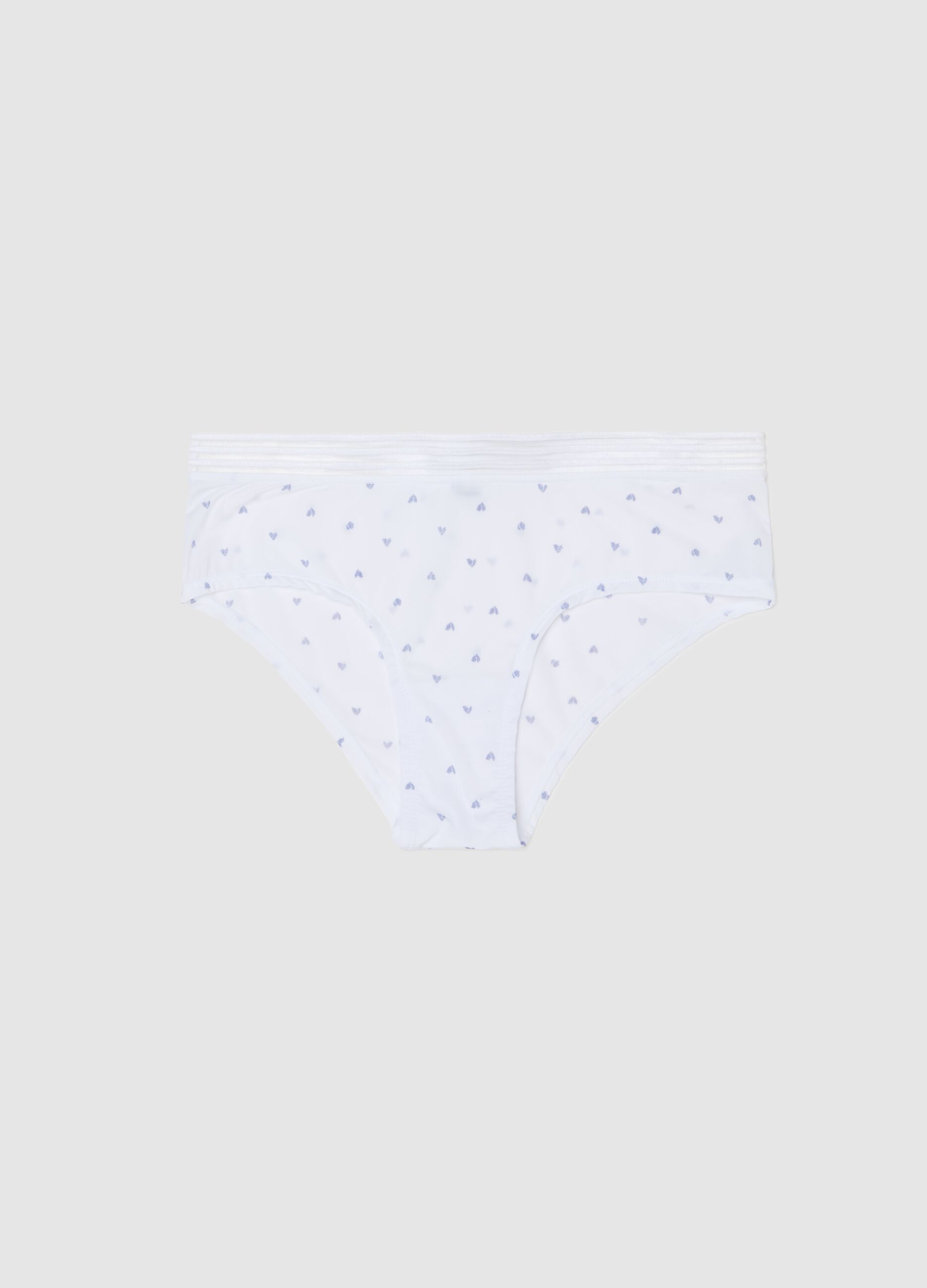 Microfibre French knickers with striped elastic
