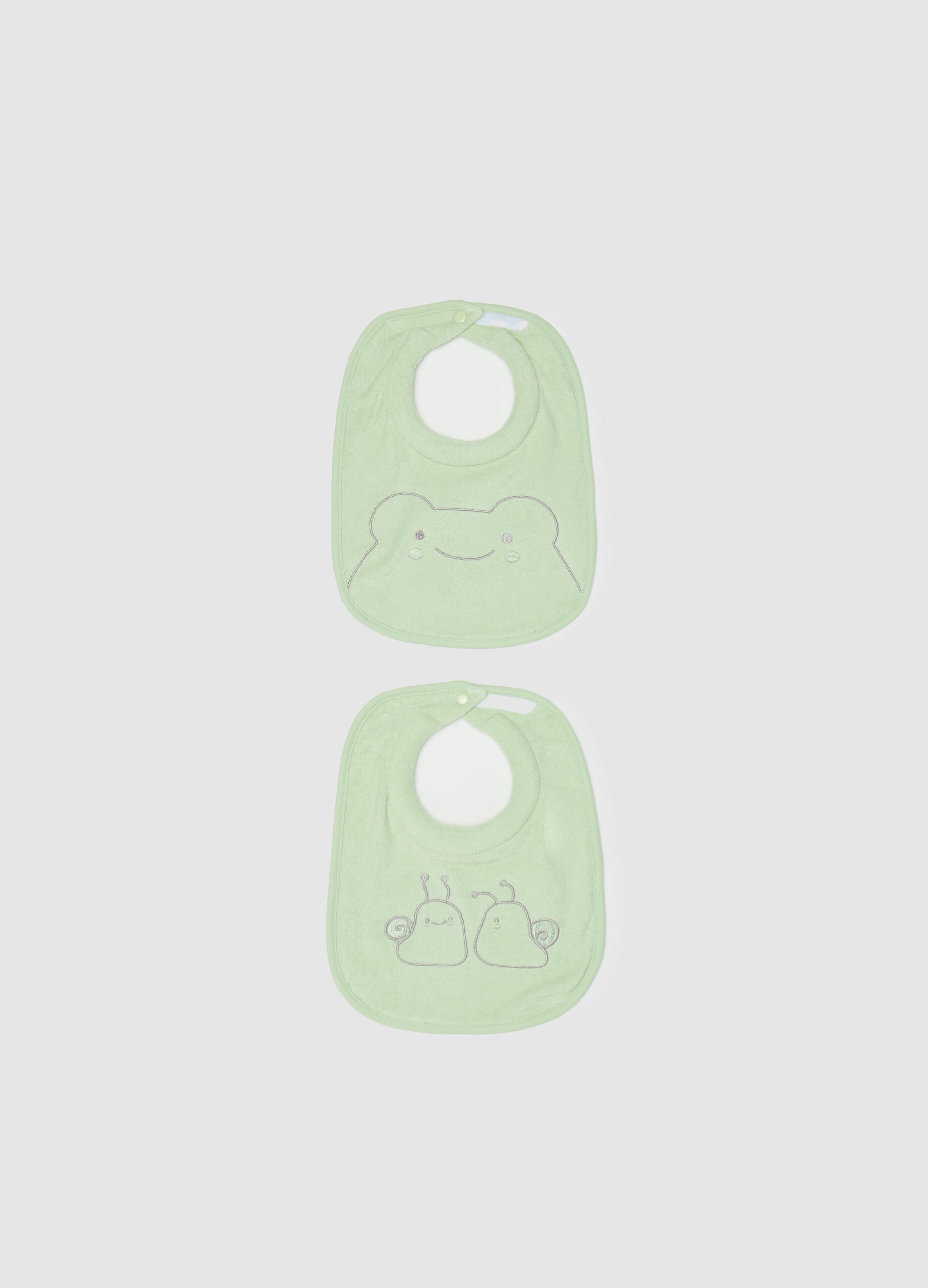 Two-pack bibs with snails embroidery