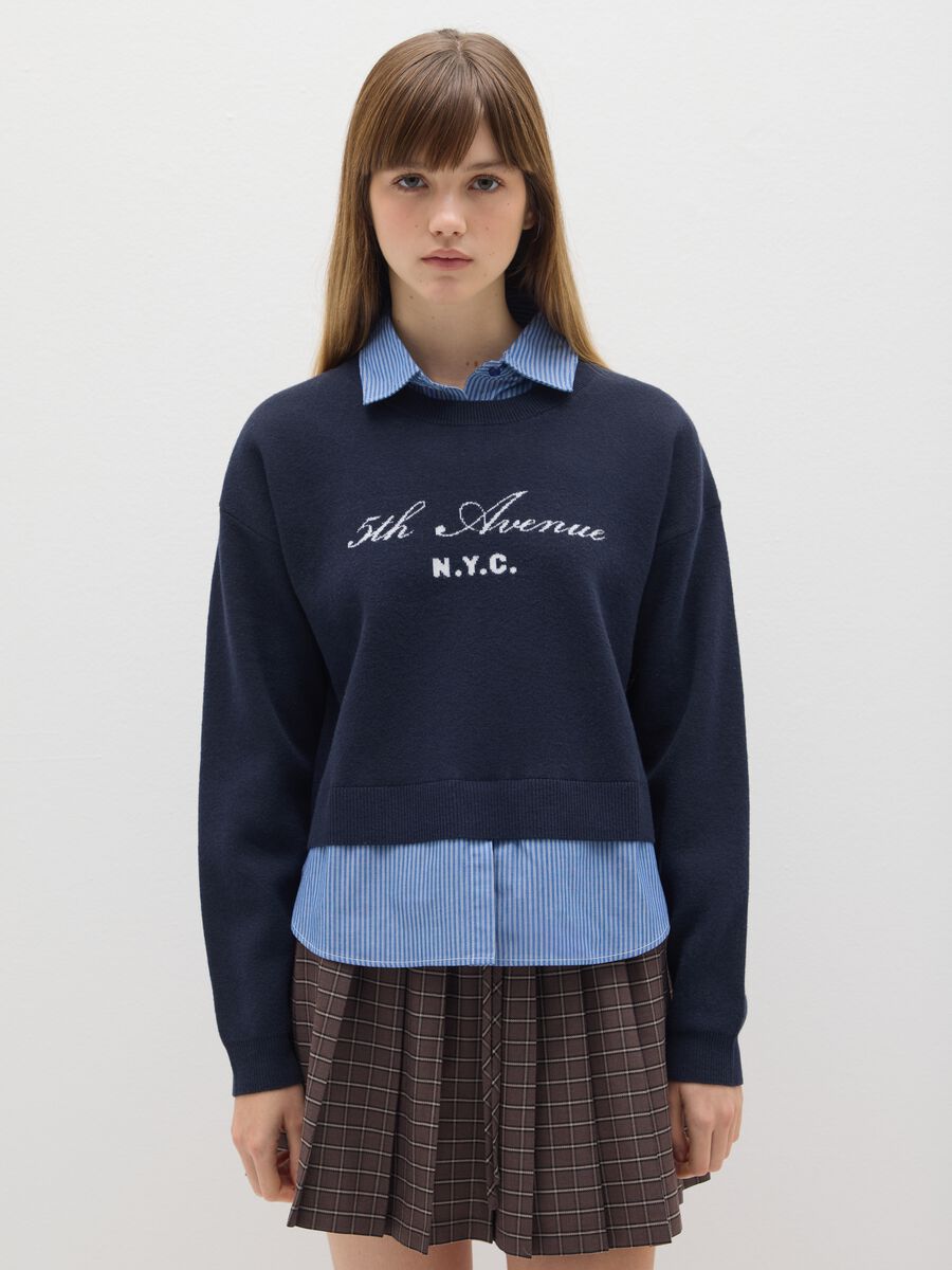 Blue regular fit V-neck sweatshirt_1