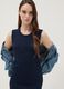Blue ribbed stretch cotton midi dress_2
