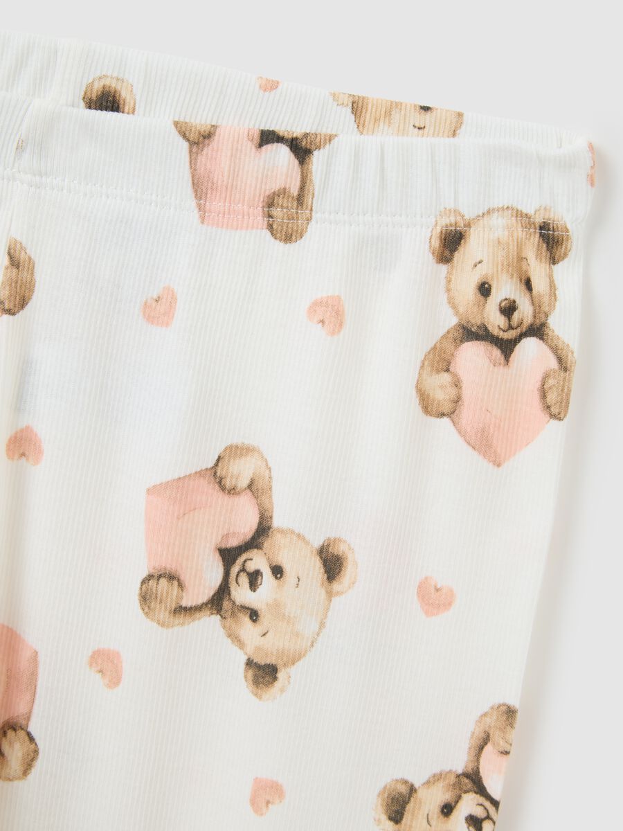 Pigiama da bambina in puro cotone bianco regular fit_3