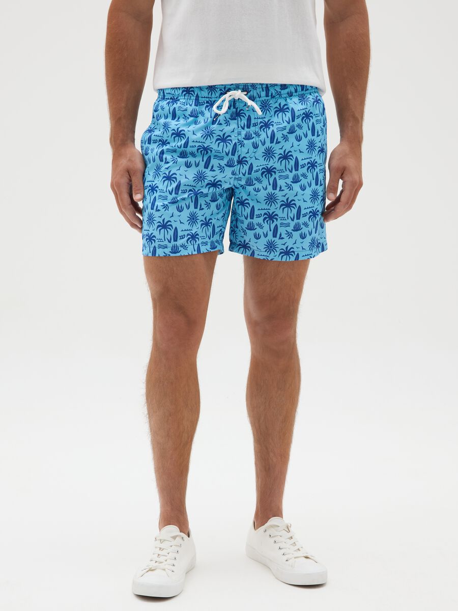 Men’s swim shorts in multicolour fabric regular fit_1