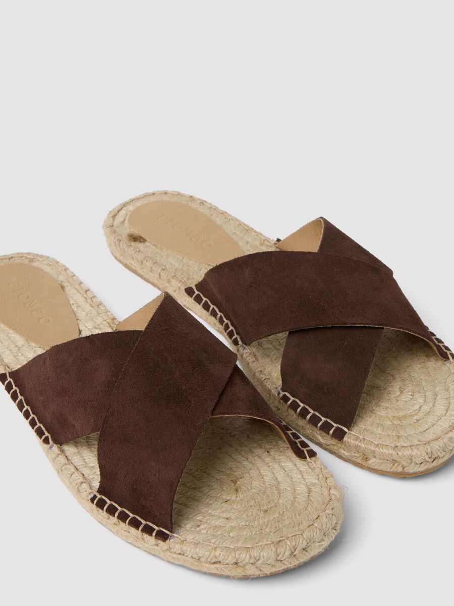 Brown genuine leather slides_1